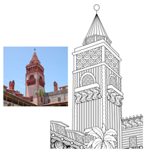 Custom Printable Coloring Page of Your School Building | Architectural Custom Coloring Page Design