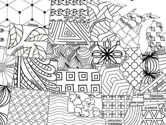 Detail of Map of the USA Printable Coloring Page 