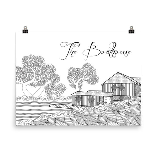 Sweet Briar College SBC Boathouse Coloring Poster-Craft and Color Co