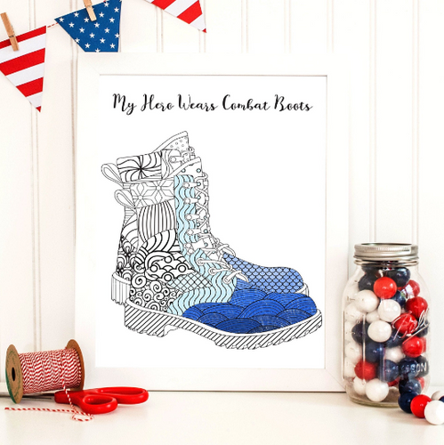 My Hero Wears Combat Boots Coloring Page Military Family Army Wife - Craft and Color Co