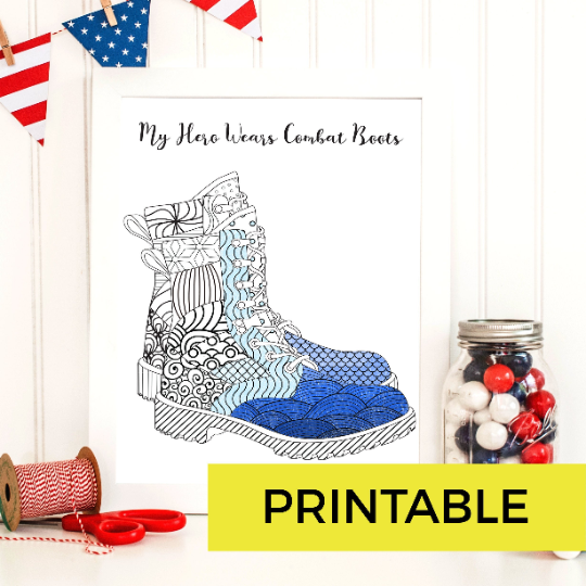 My Hero Wears Combat Boots Printable Coloring Page - Craft and Color Co