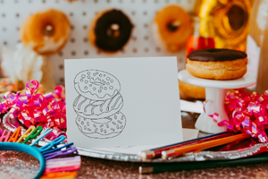 Donut Note Card | Printable Coloring Notecards | Instant Download - craftandcolorco