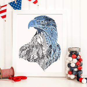 American Eagle Patriotic Adult Coloring Page to Print for Military Family Army Wife - Craft and Color Co