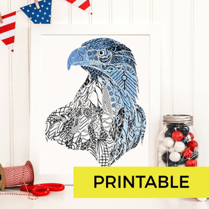 American Eagle Patriotic Printable Adult Coloring Page-Craft and Color Co