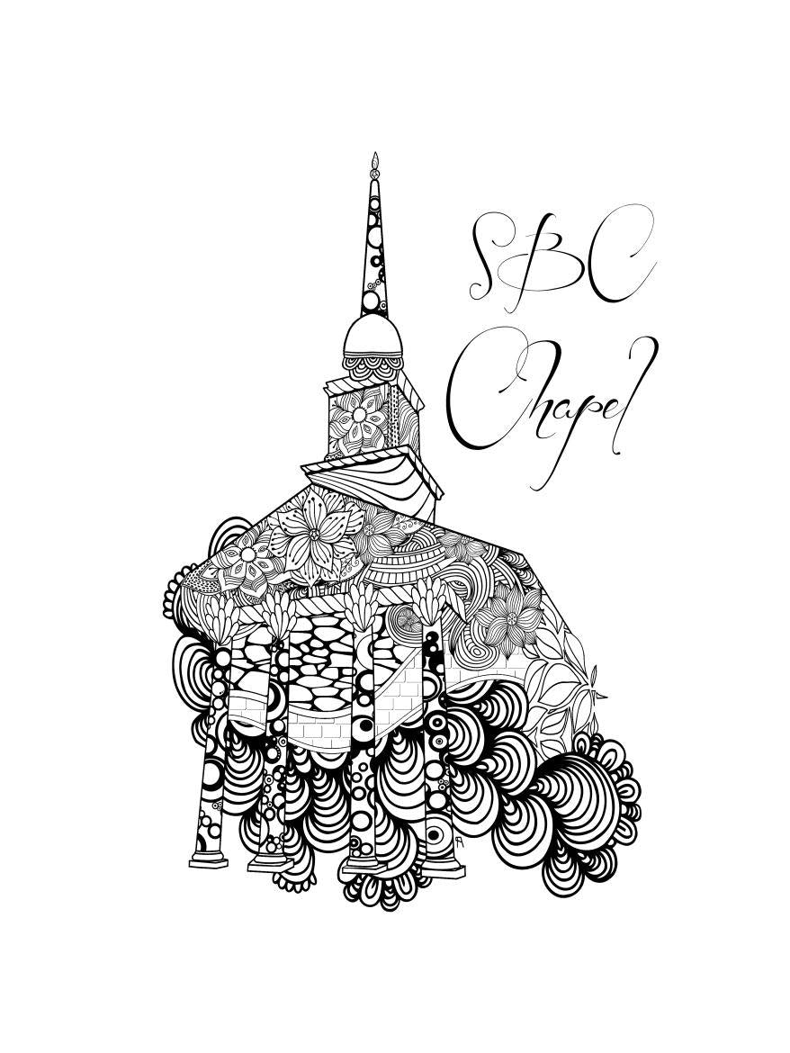 Sweet Briar College SBC Chapel Coloring Poster-Craft and Color Co