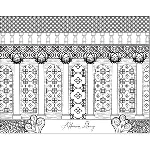 University of Virginia UVA Alderman Library Art Coloring Page to Print - Craft and Color Co