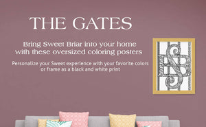 Sweet Briar College Gates Coloring Poster Print - craftandcolorco