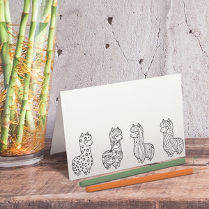 Llama Coloring Note Cards-Craft and Color Co