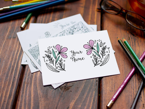 Set of Custom Personalized Coloring Note Cards-Craft and Color Co