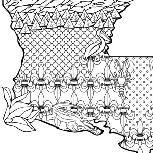 Louisiana Art Map Custom Coloring Poster Print - craftandcolorco