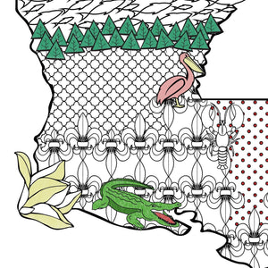 Louisiana Art Map Custom Coloring Poster Print - craftandcolorco