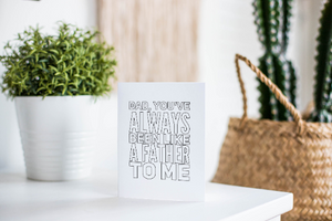 Funny Printable Father's Day Note Card Instant Download "Like a Father to Me"-Craft and Color Co