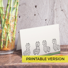 Llama Alpaca Printable Coloring Note Cards Instant Download-Craft and Color Co