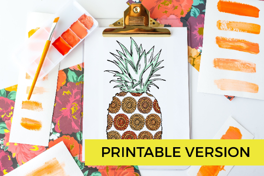 Summer Boho Pineapple Printable Coloring Page Activity for Adults and Kids | Instant Download Printable-Craft and Color Co