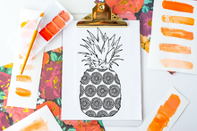 Pineapple Custom Coloring Poster Print | Personalized Coloring Activity for Adults and Kids | Summer Pineapple Boho Design - craftandcolorco